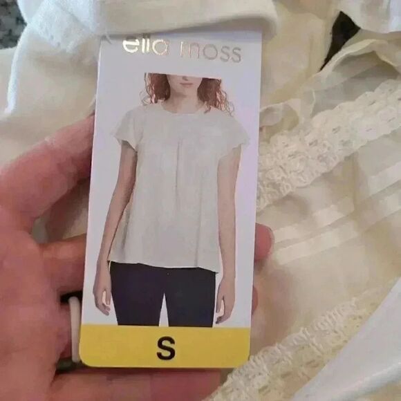 Ella Moss Women's Ivory Cotton/Modal Knit Ruffle Sleeve Top NEW - Picture 10 of 15